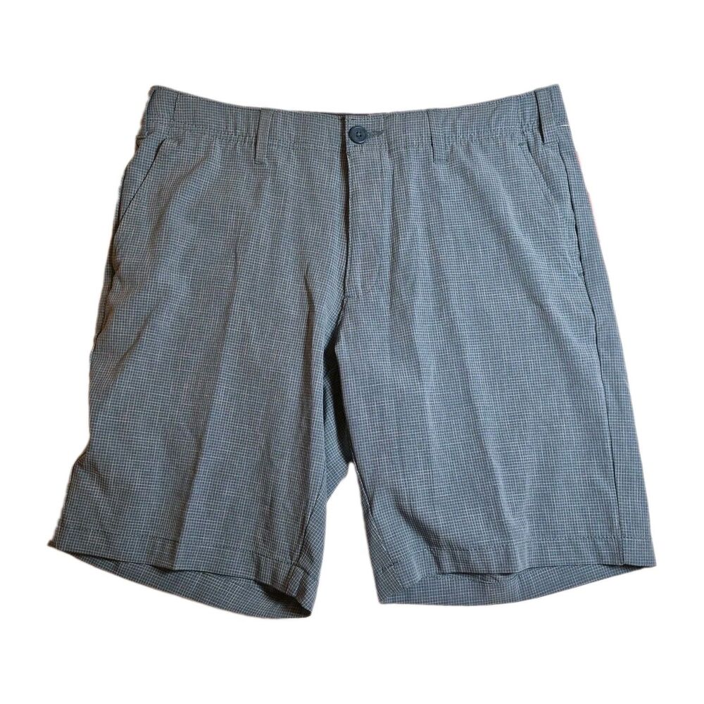BCG Men's Golf Shorts Size 32 Blue Check Moisture Wicking UPF 30